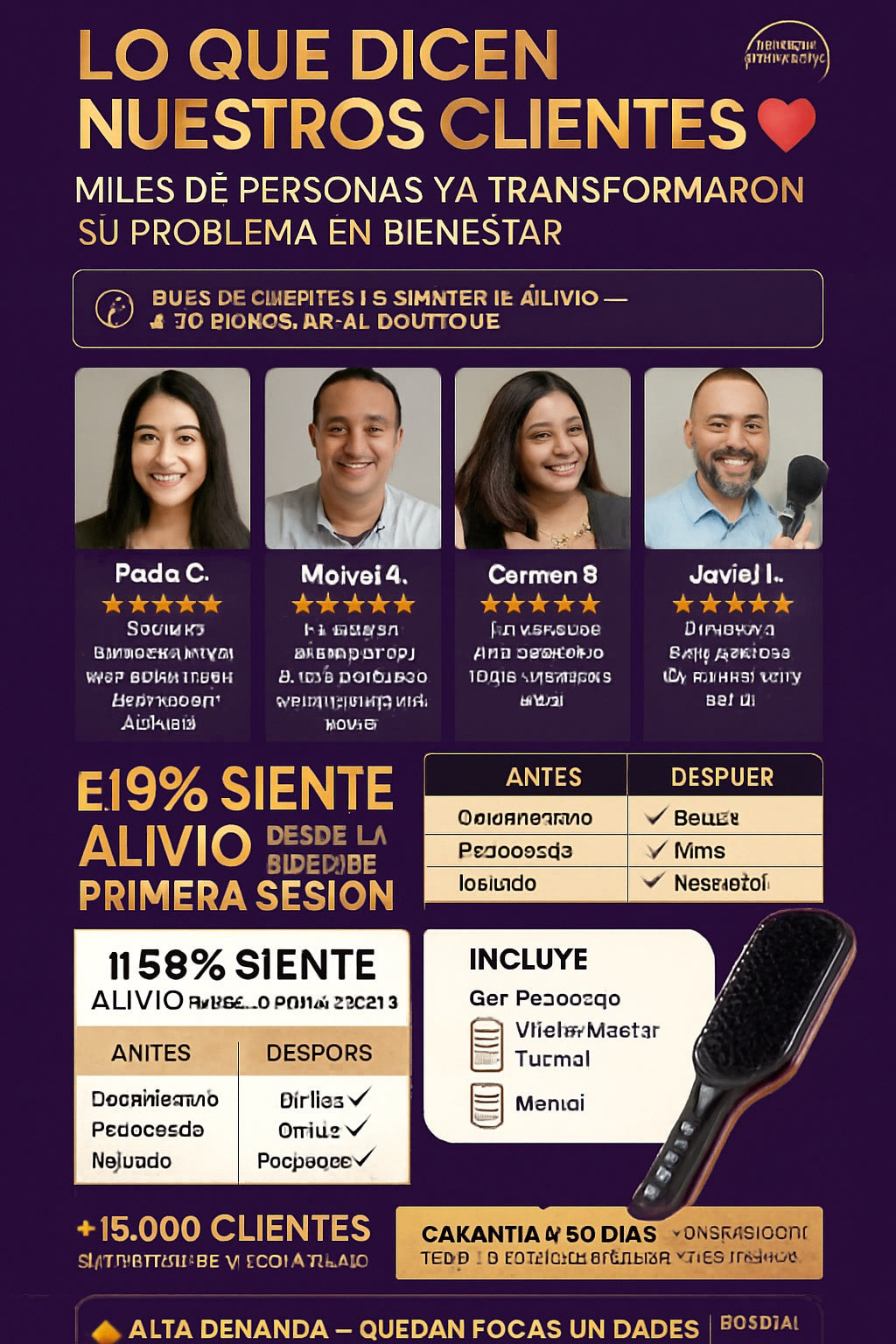 Cepillo alisador eléctrico iónico para cabello - imagen 6