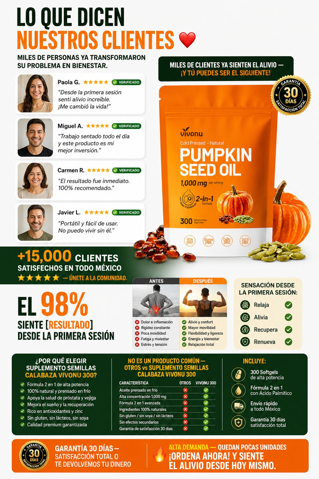 Suplemento Semillas Calabaza Vivonu 300 - imagen 6