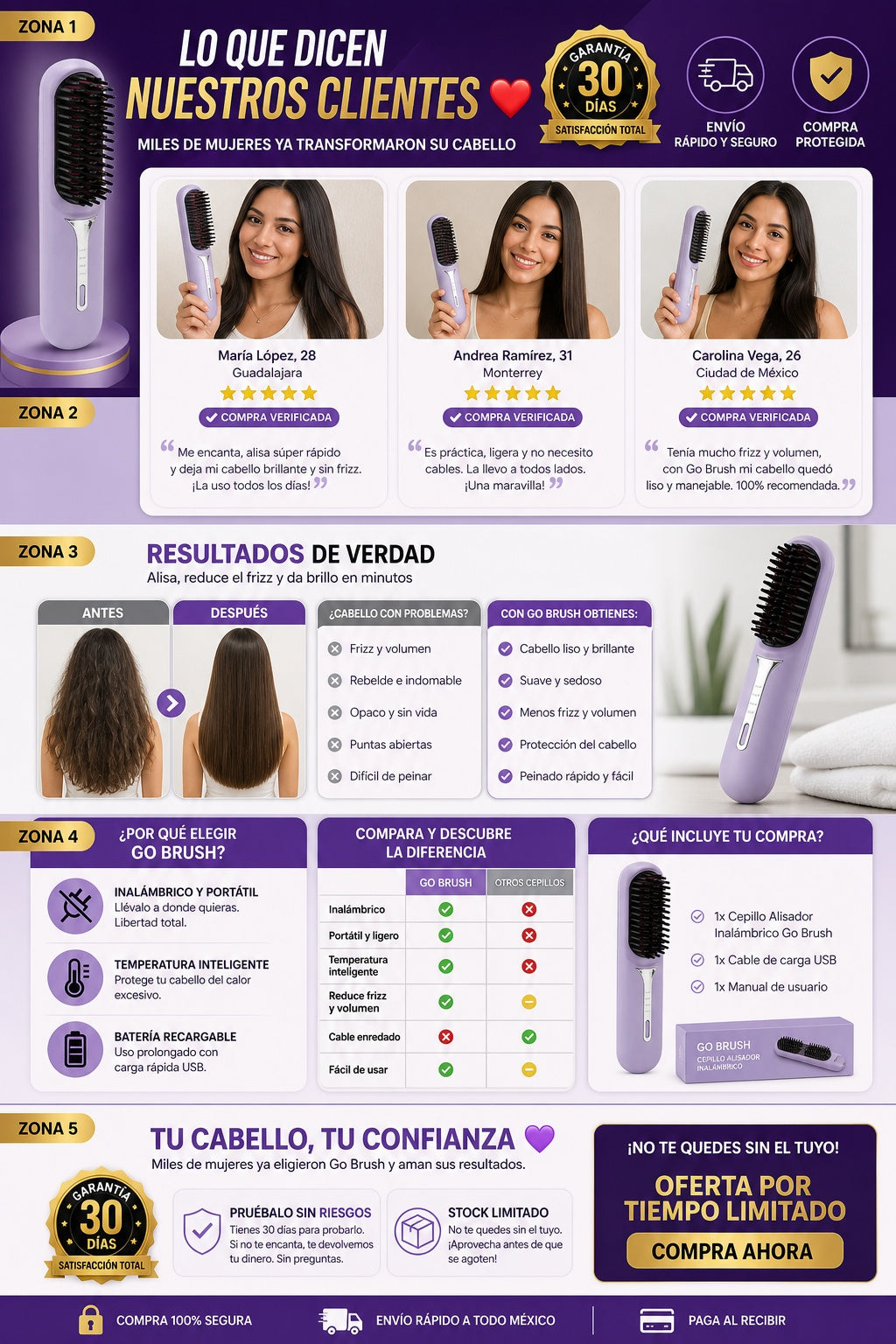 Cepillo Alisador Inalambrico Go Brush - imagen 6