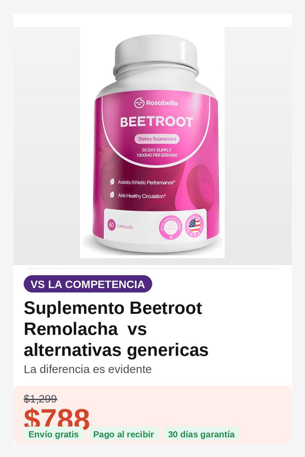 Suplemento Beetroot Remolacha Rosabella — comparativa