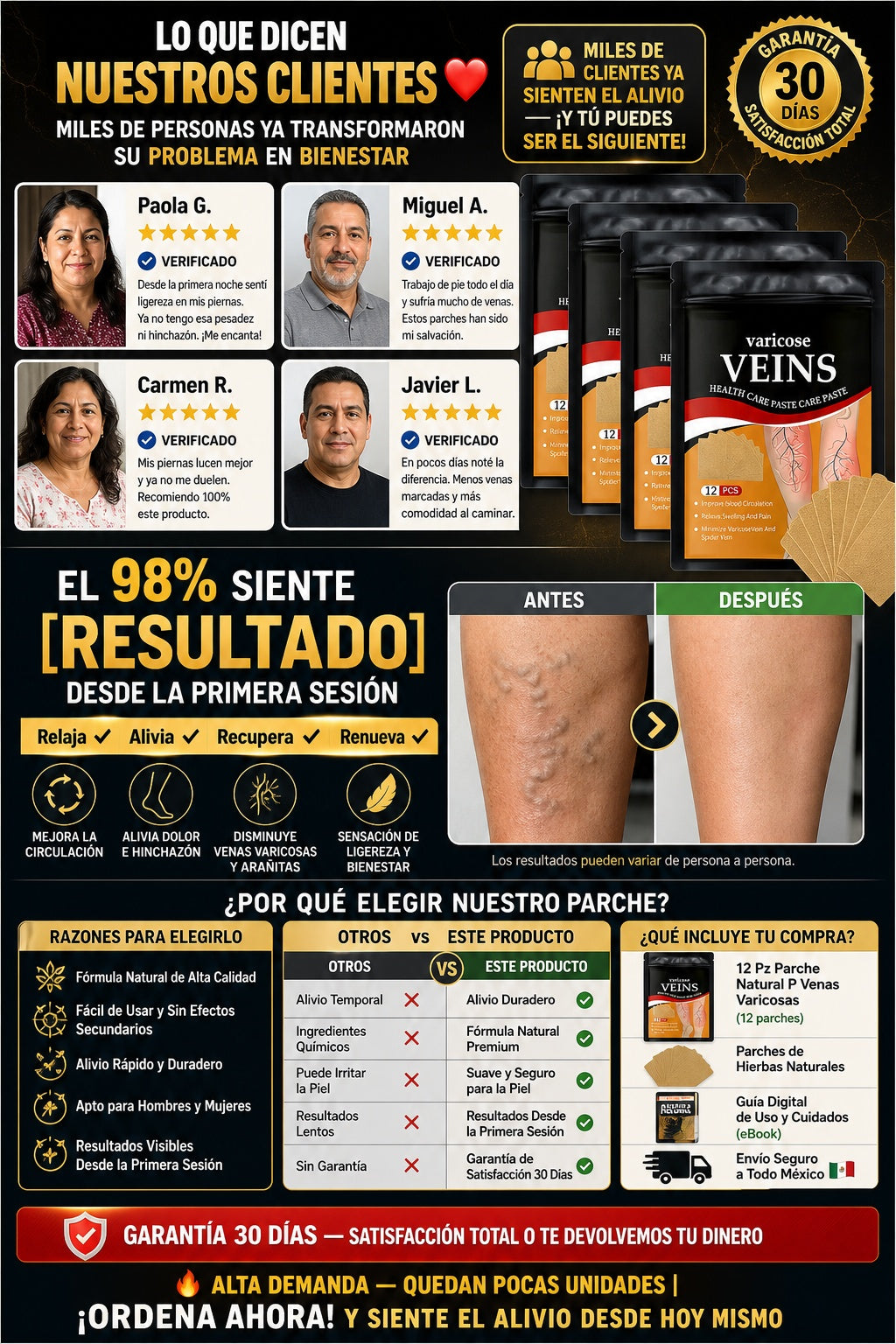 12 Pz Parche Natural P Venas Varicosas - imagen 6