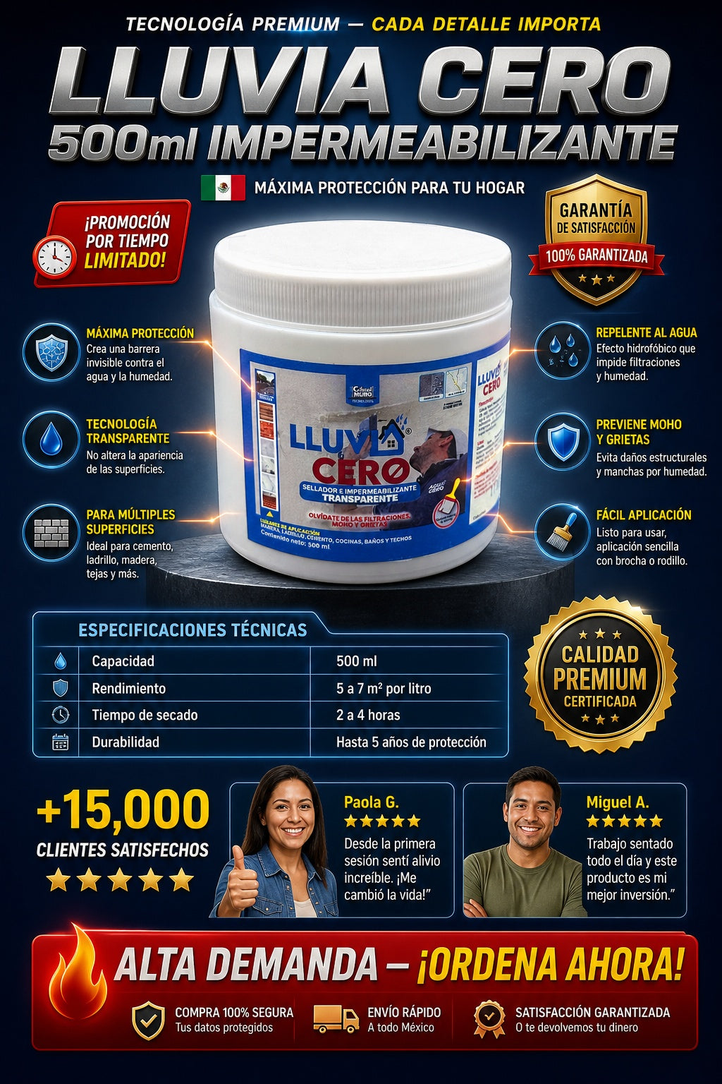 Lluvia Cero 500ml Impermeabilizante - imagen 7