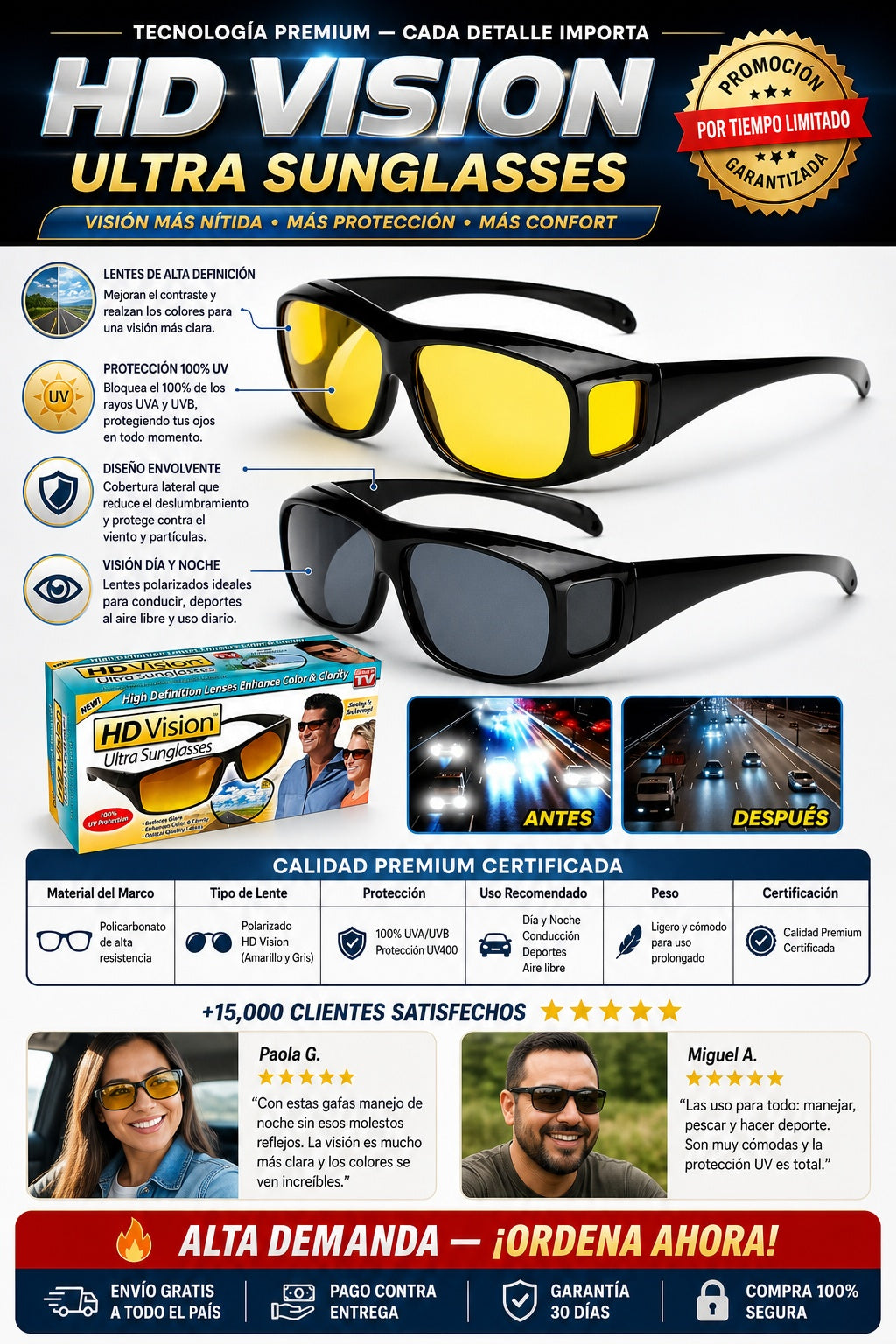 Gafas De Conduccion 2x1 Hd Vision Lentes - imagen 7