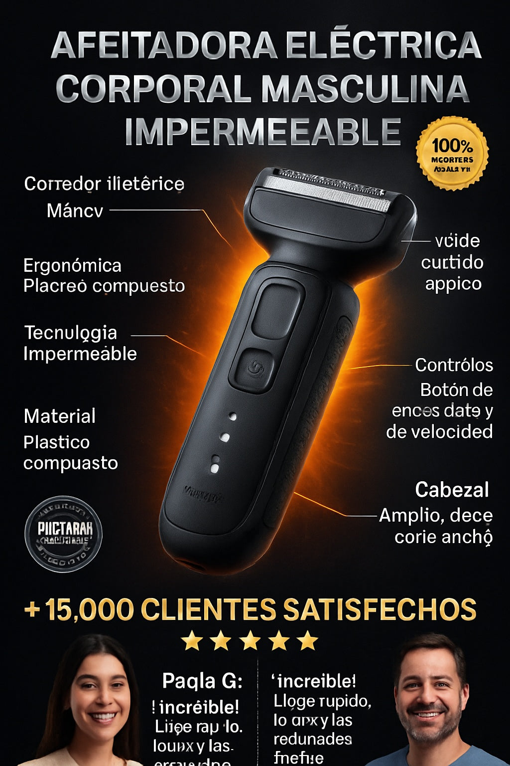 Afeitadora eléctrica corporal masculina impermeable - imagen 7