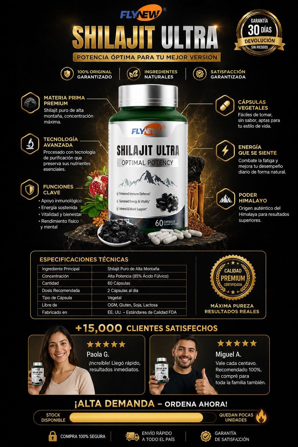 Shilajit Ultra Flynew 60 Capsulas - imagen 7