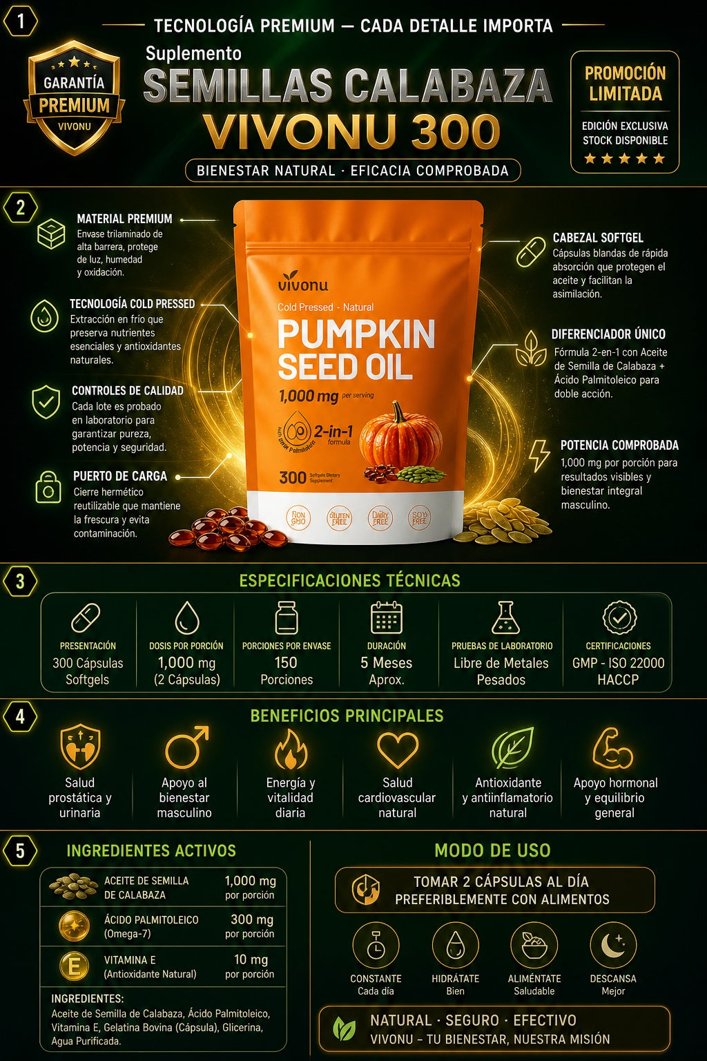 Suplemento Semillas Calabaza Vivonu 300 - imagen 7