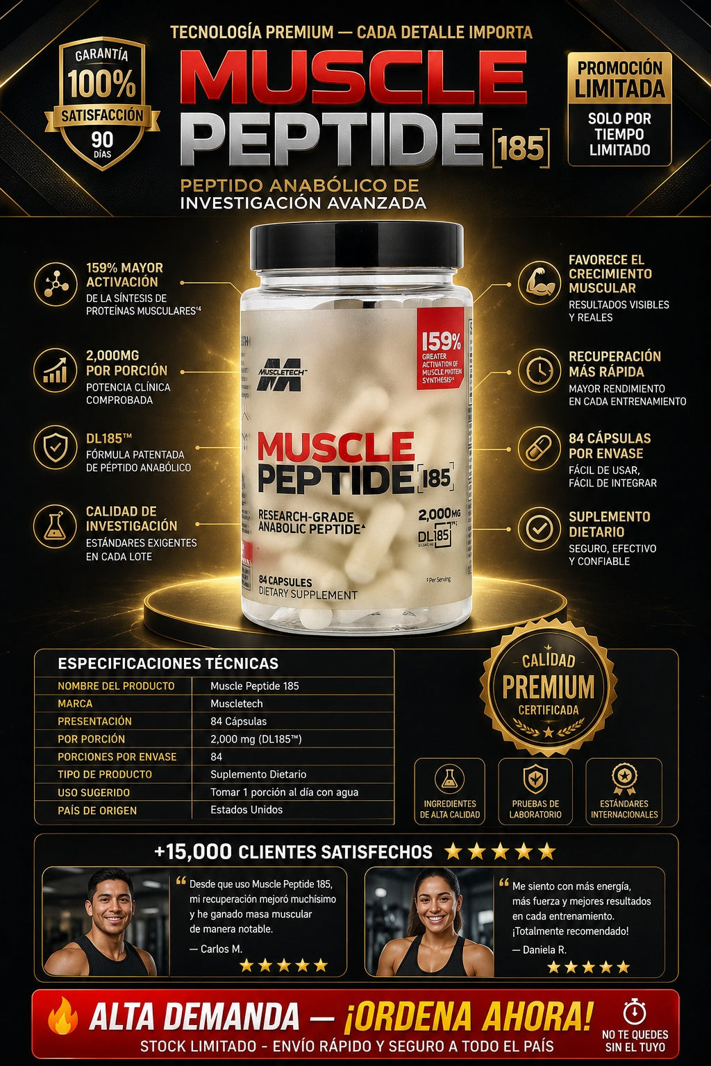 Suplemento Muscle Peptide 84 Capsulas - imagen 7