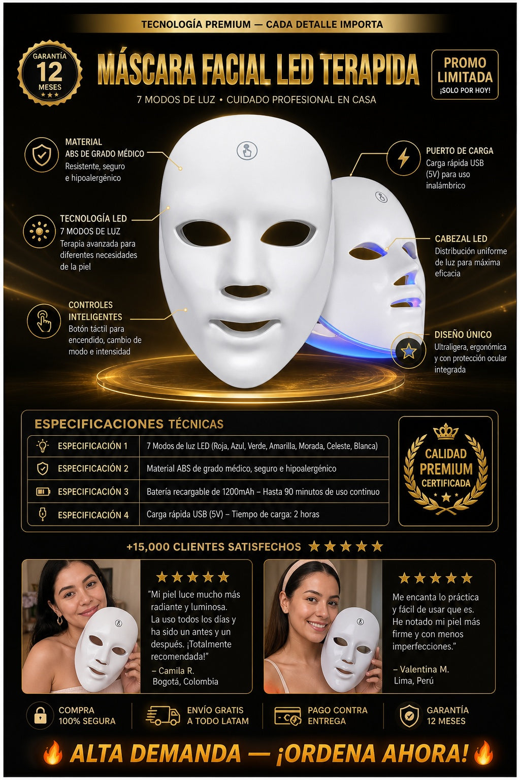 Mascara Facial Led Terapida 7 Modos - imagen 7