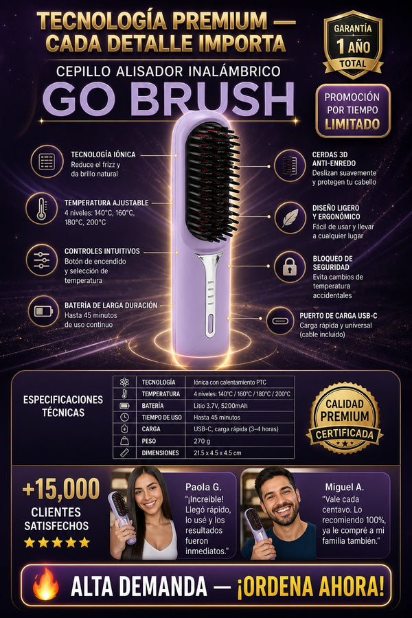 Cepillo Alisador Inalambrico Go Brush - imagen 7