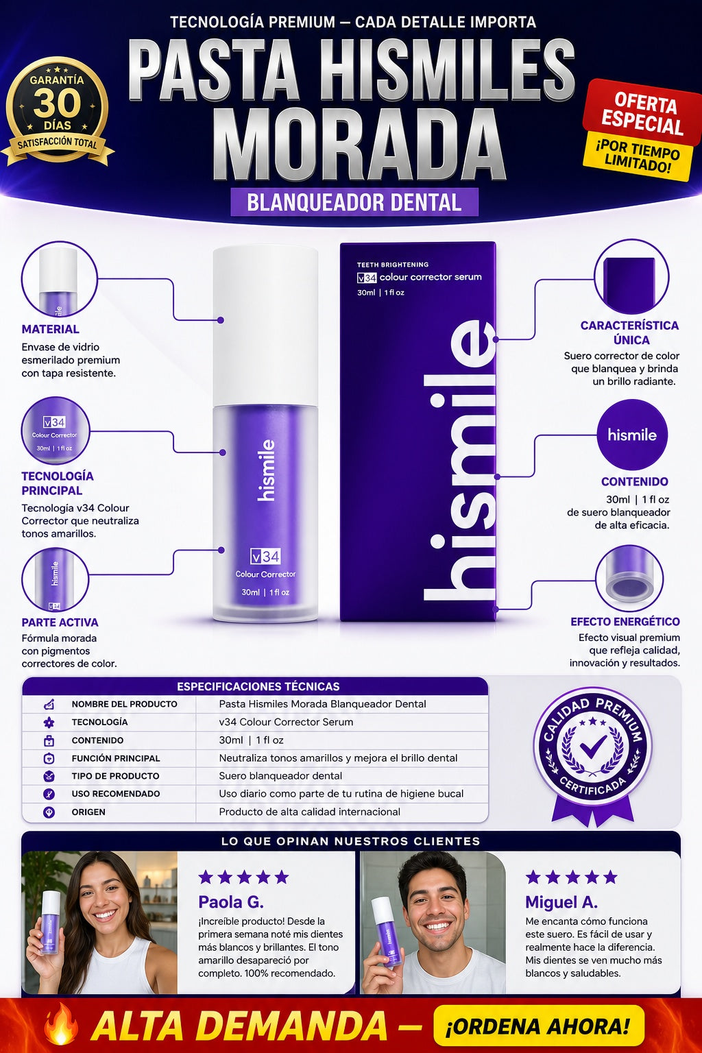 Pasta Hismiles Morada Blanqueador Dental - imagen 7