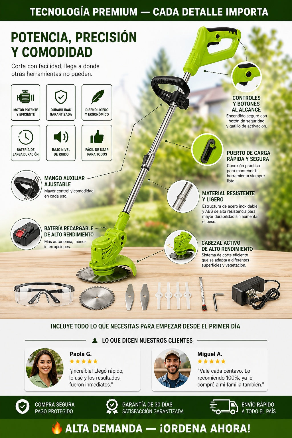 Podadora Cortadora Jardin Con Accesorios - imagen 7