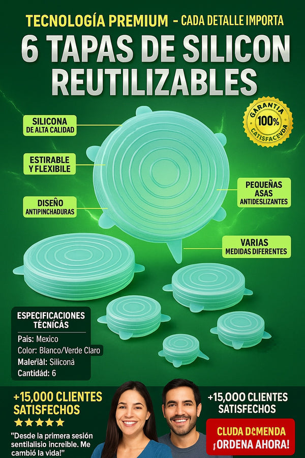 6 Tapas De Silicon Reutilizables - imagen 7