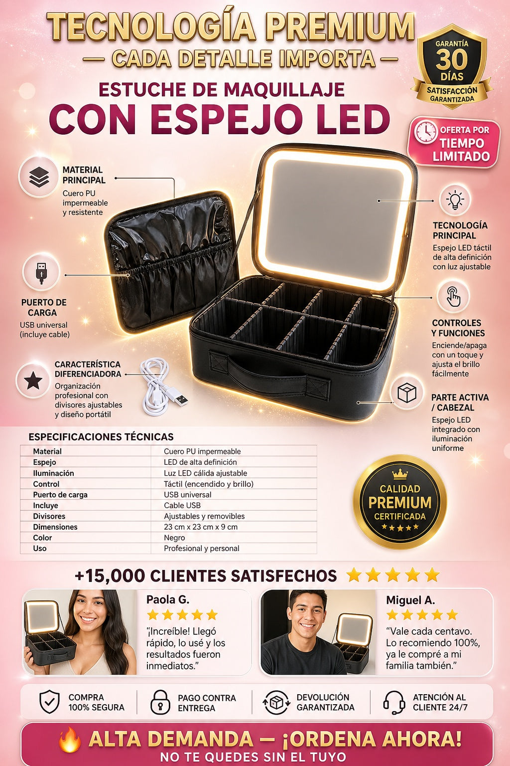 Estuche De Maquillaje Con Espejo Led - imagen 7