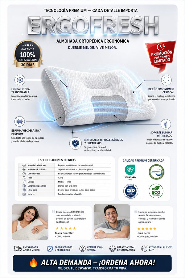 2 Almohada Ortopedica Ergonomica Fresca - imagen 7
