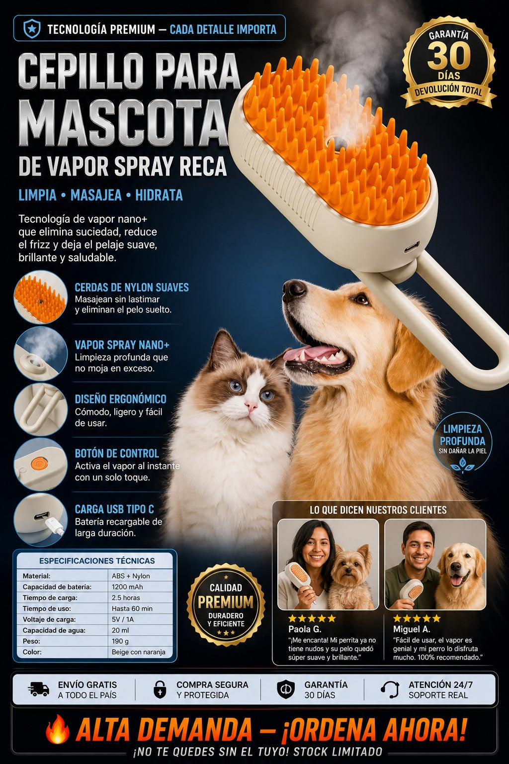 Cepillo Para Mascota De Vapor Spray Reca - imagen 7