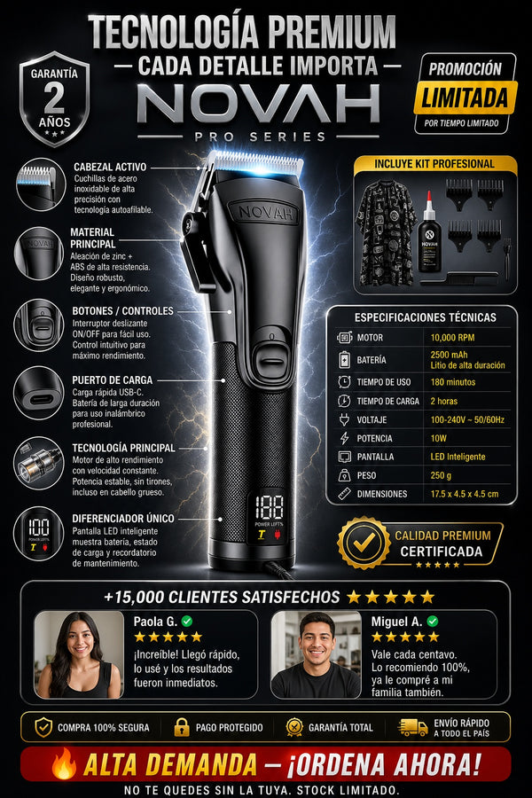 Cortadora eléctrica de cabello profesional recargable con guías ajustables - imagen 7