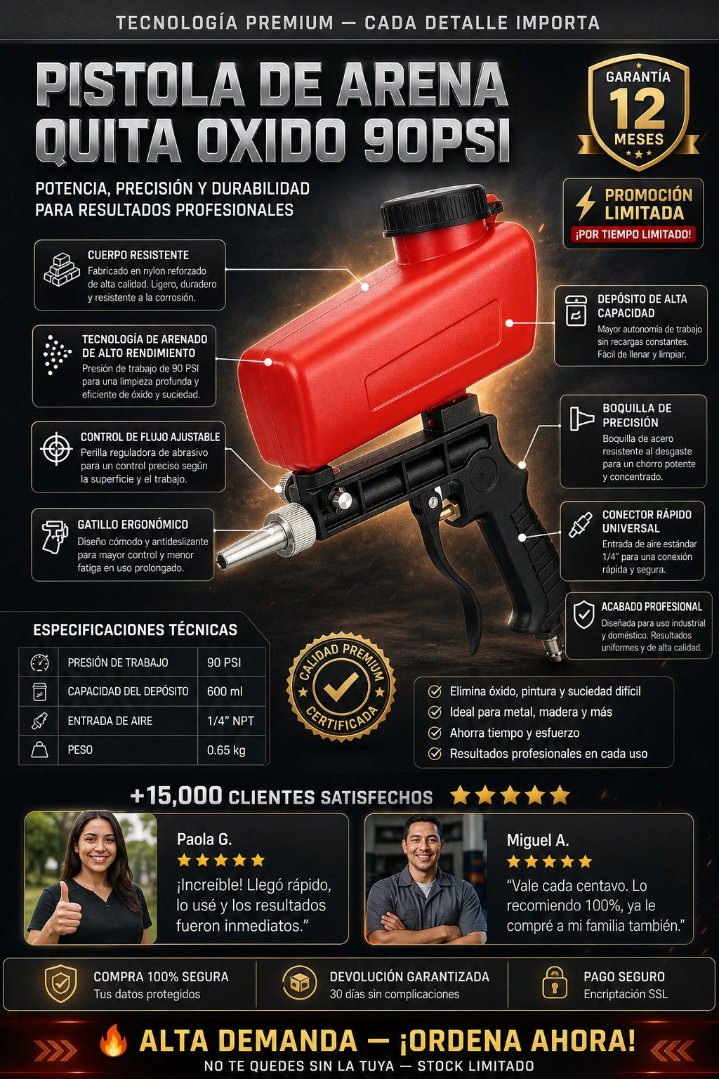 Pistola De Arena Quita Oxido 90psi - imagen 7
