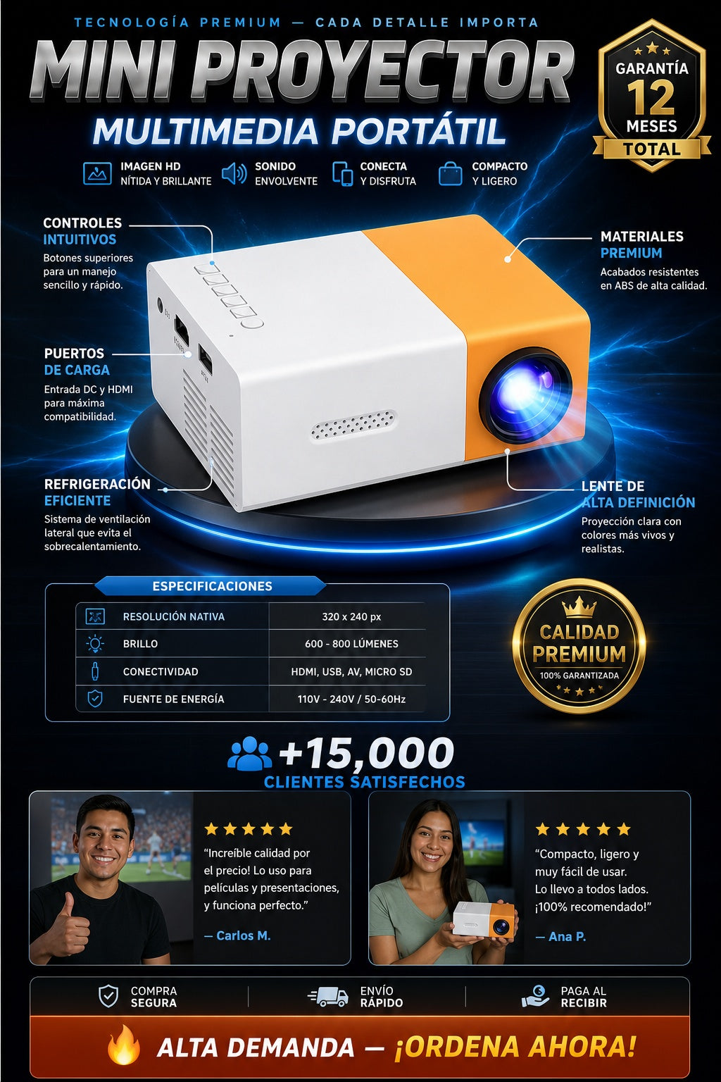 Mini Rproyector Multimedia Portatil - imagen 7