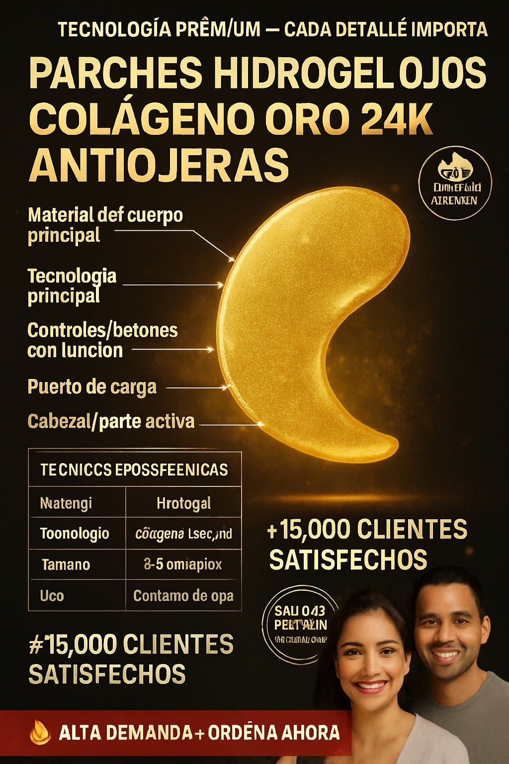 Parches hidrogel contorno ojos colágeno oro 24K antiojeras - imagen 7