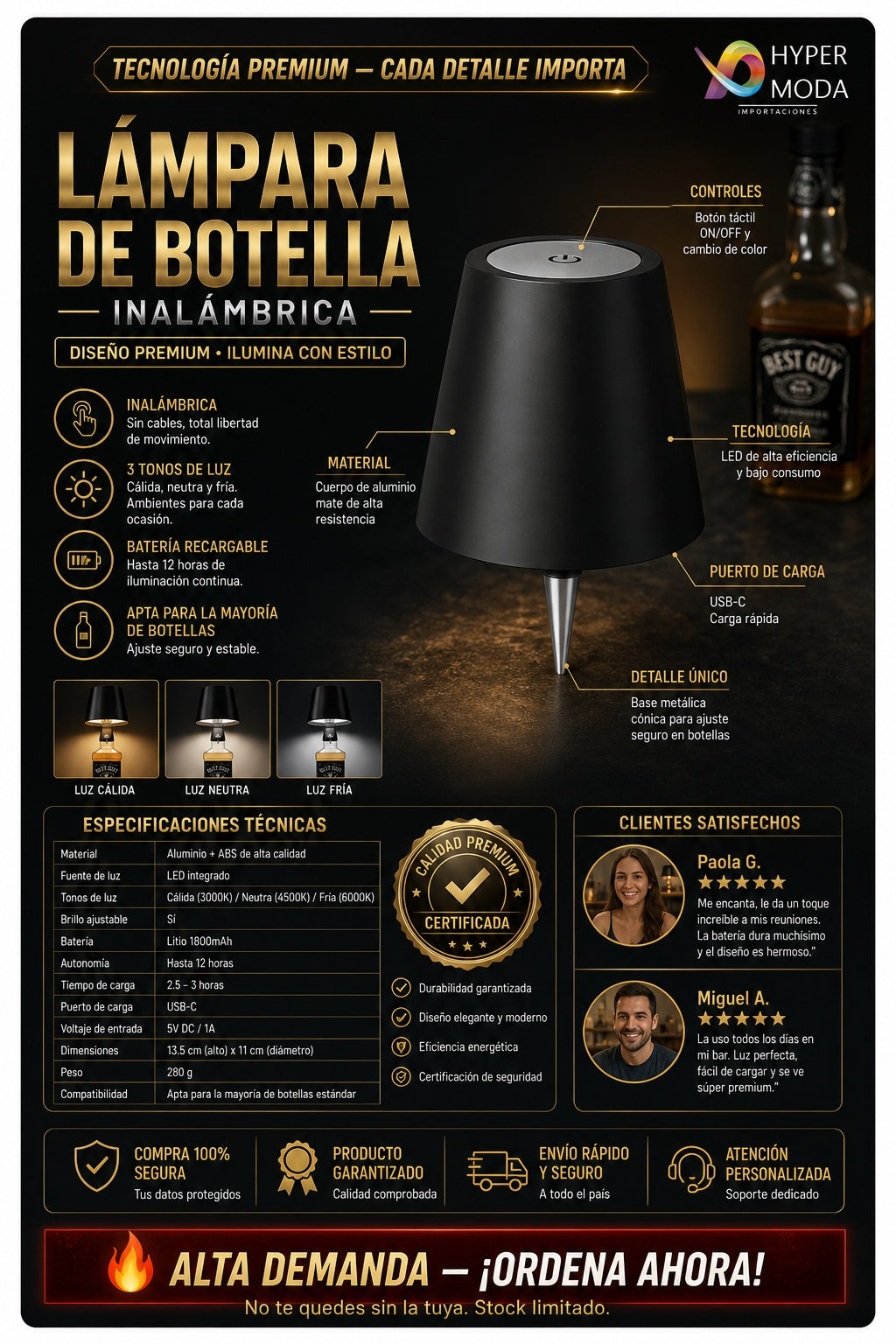 Lampara De Botella Inalambrica - imagen 7