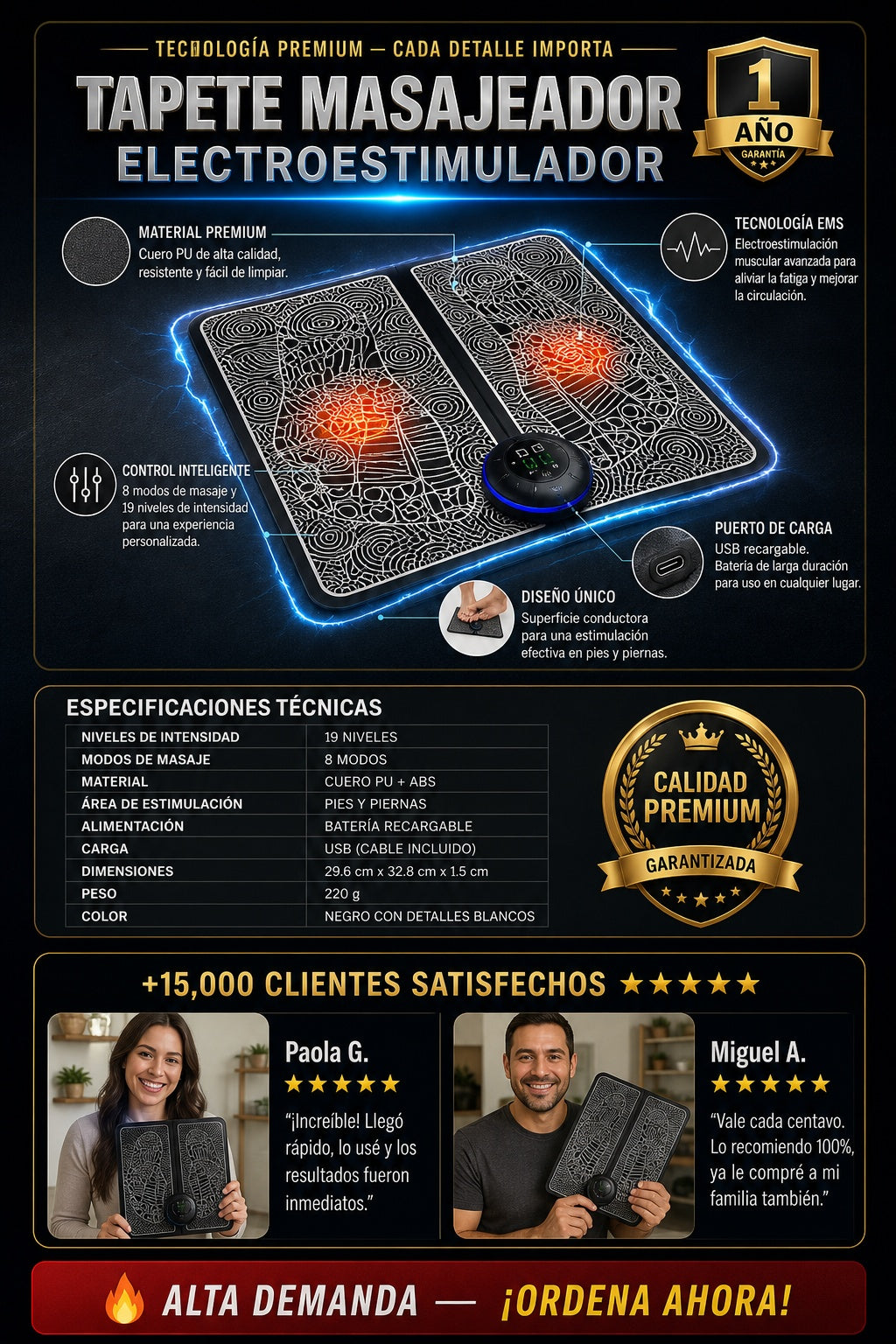 Tapete Masajeador Electroestimulador - imagen 7