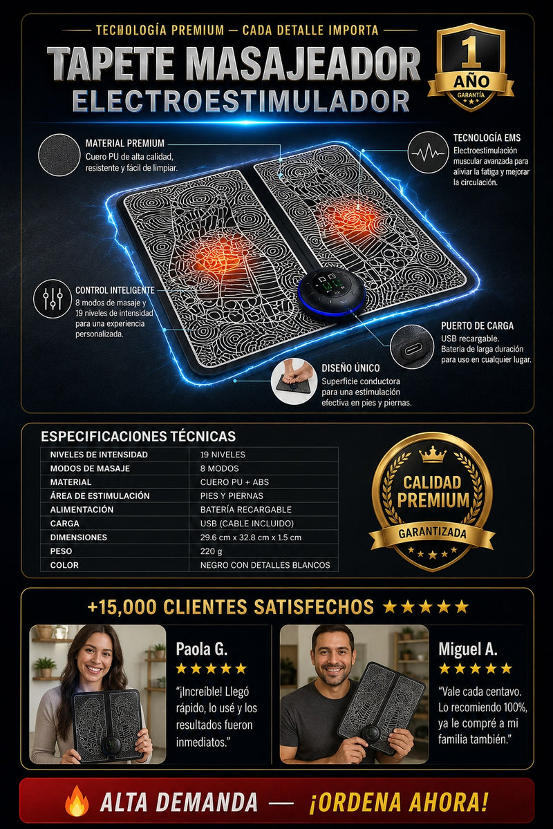 Tapete Masajeador Electroestimulador - imagen 7