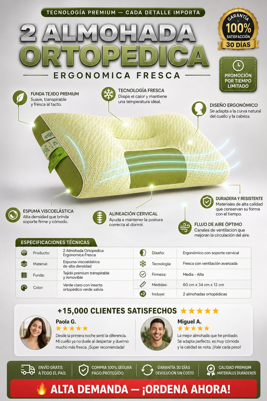 2 Almohada Ortopedica Ergonomica Fresca - imagen 7