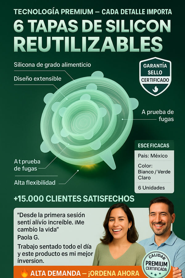 6 Tapas De Silicon Reutilizables - imagen 7