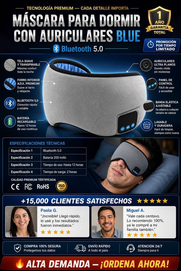 Mascara Para Dormir Con Auriculares Blue - imagen 7