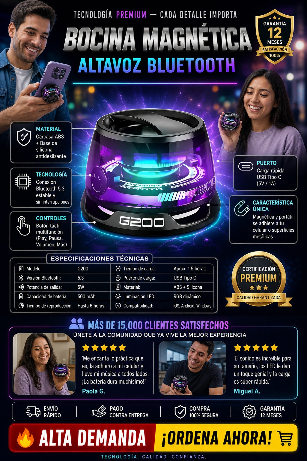 Bocina Magnetica Altavoz Bluetooth - imagen 7