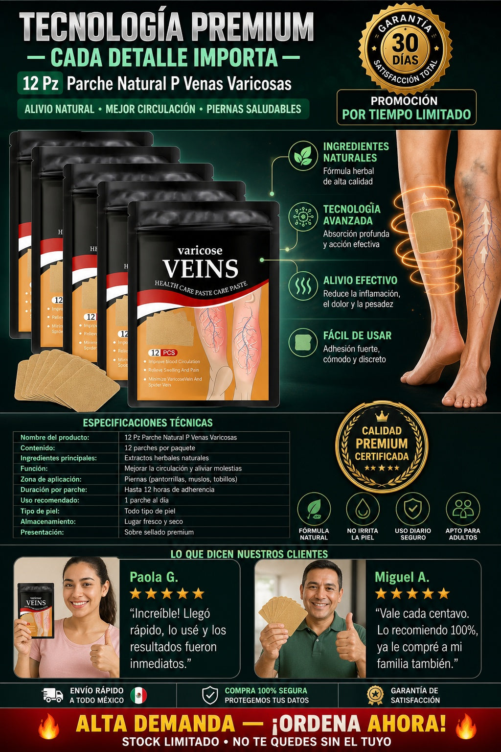 12 Pz Parche Natural P Venas Varicosas - imagen 7
