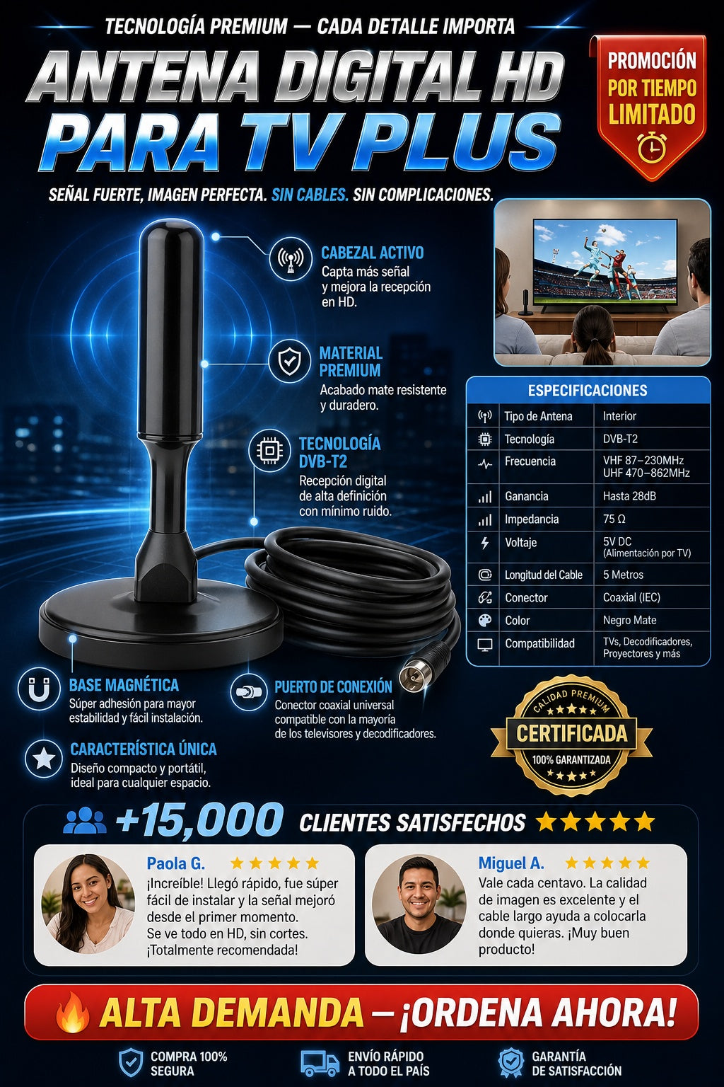 Antena Digital Hd Para Tv Plus - imagen 7