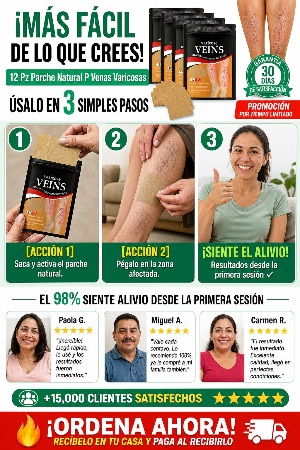 12 Pz Parche Natural P Venas Varicosas - imagen 8