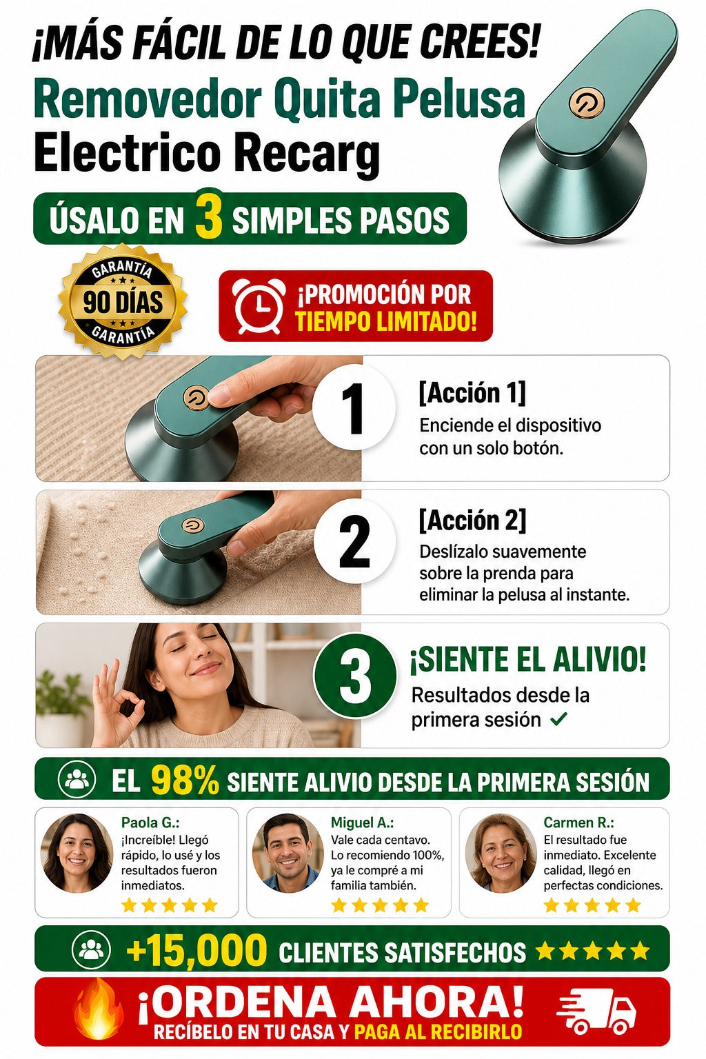 Removedor Quita Pelusa Electrico Recarg - imagen 8