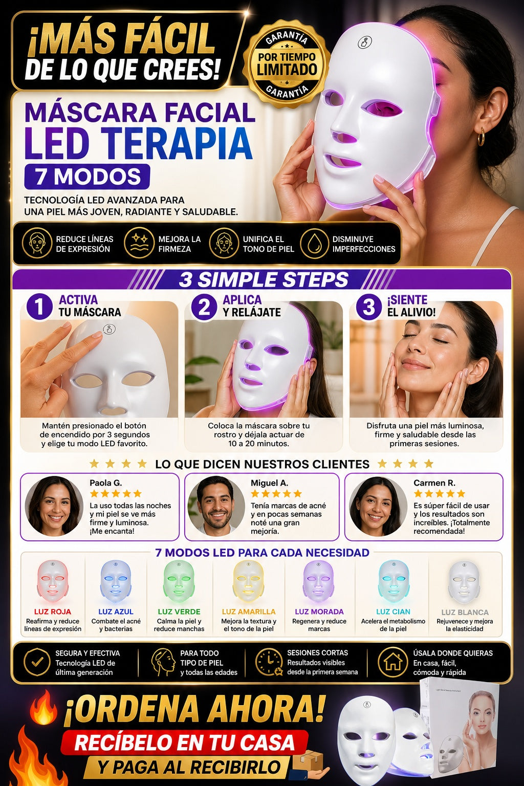 Mascara Facial Led Terapida 7 Modos - imagen 8
