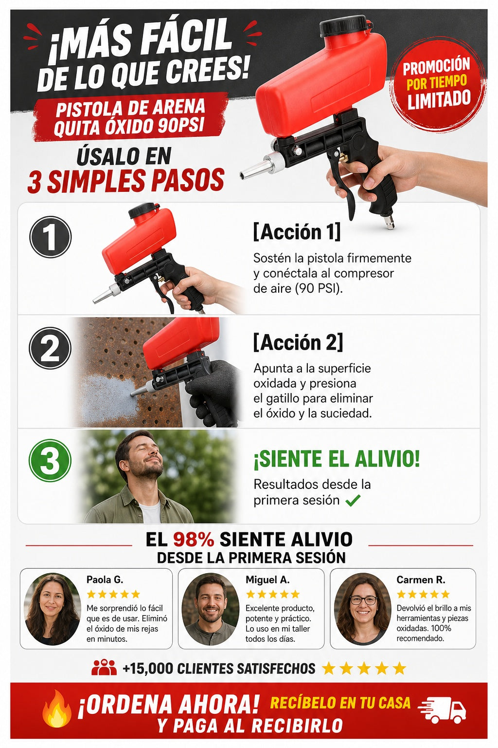 Pistola De Arena Quita Oxido 90psi - imagen 8