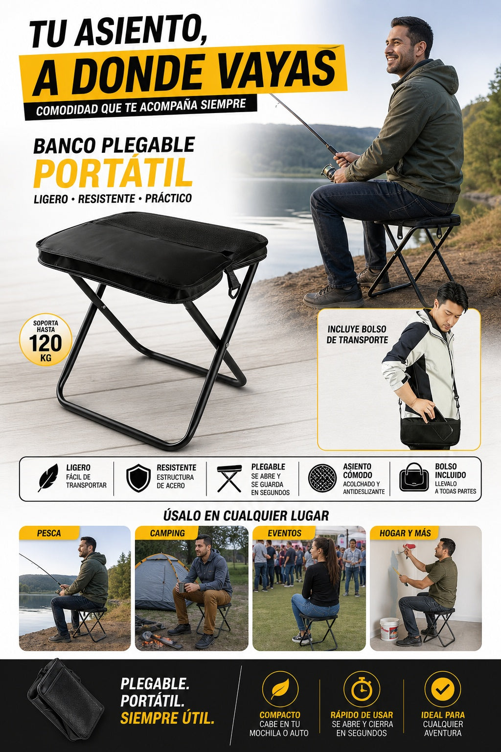 8Banco Plegable Portatil Bolso - imagen 8