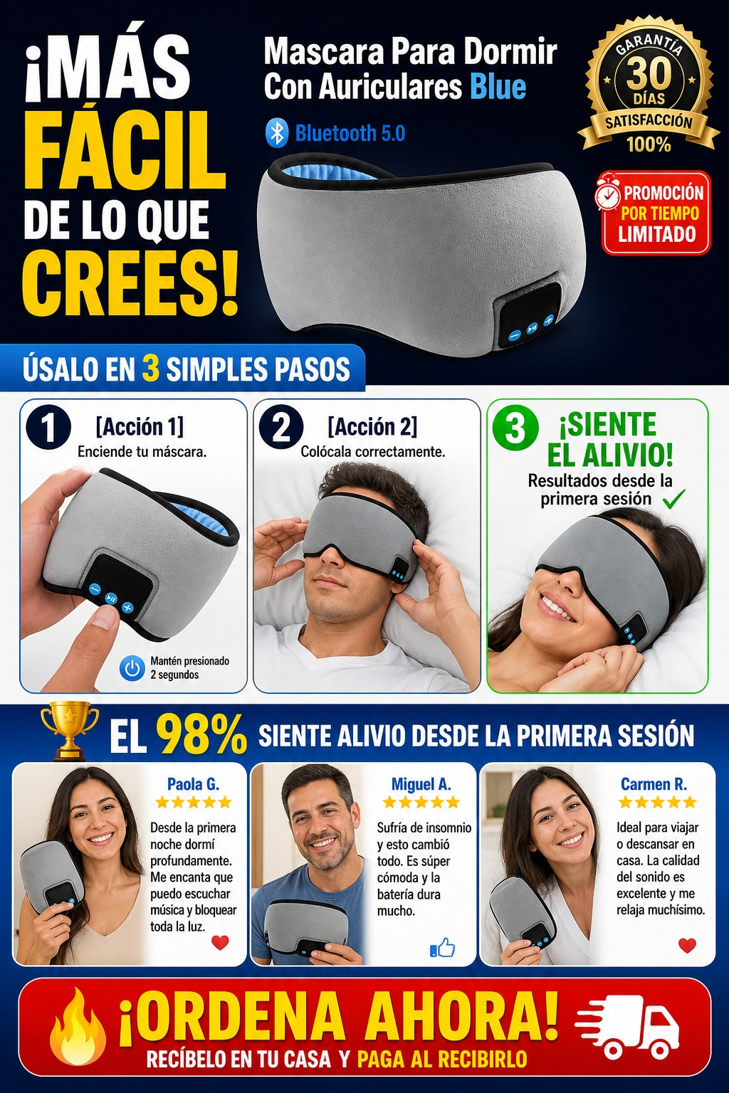 Mascara Para Dormir Con Auriculares Blue - imagen 8