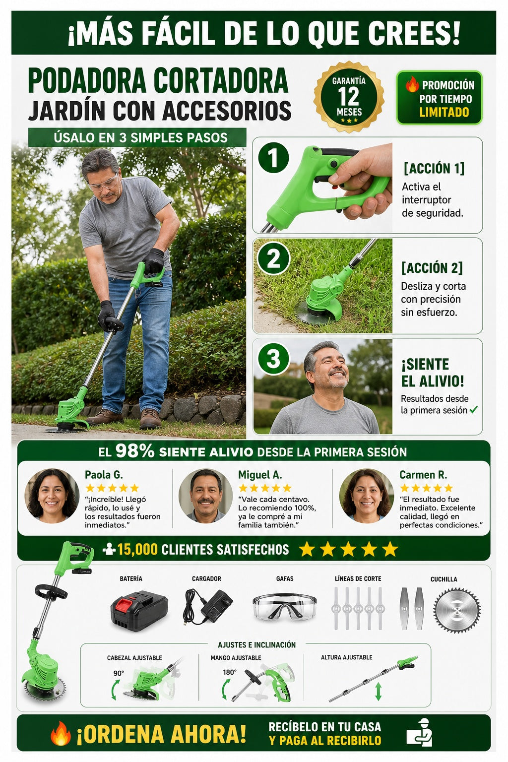 Podadora Cortadora Jardin Con Accesorios - imagen 8
