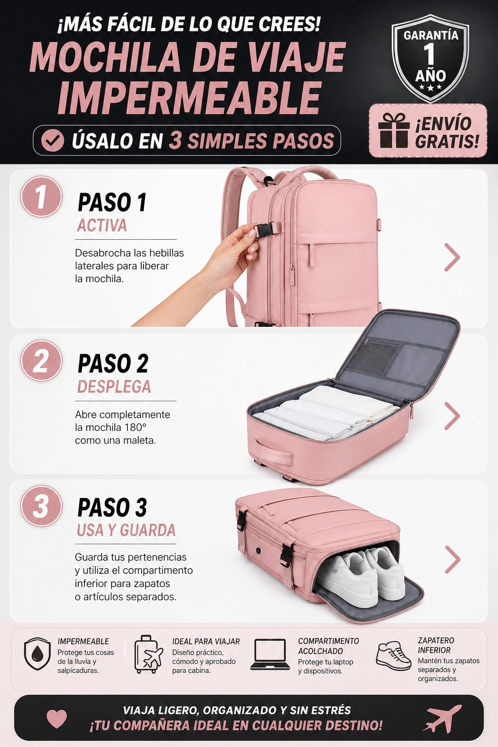 Mochila De Viaje Impermeable - imagen 8
