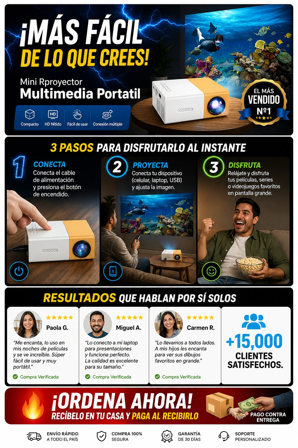 Mini Rproyector Multimedia Portatil - imagen 8