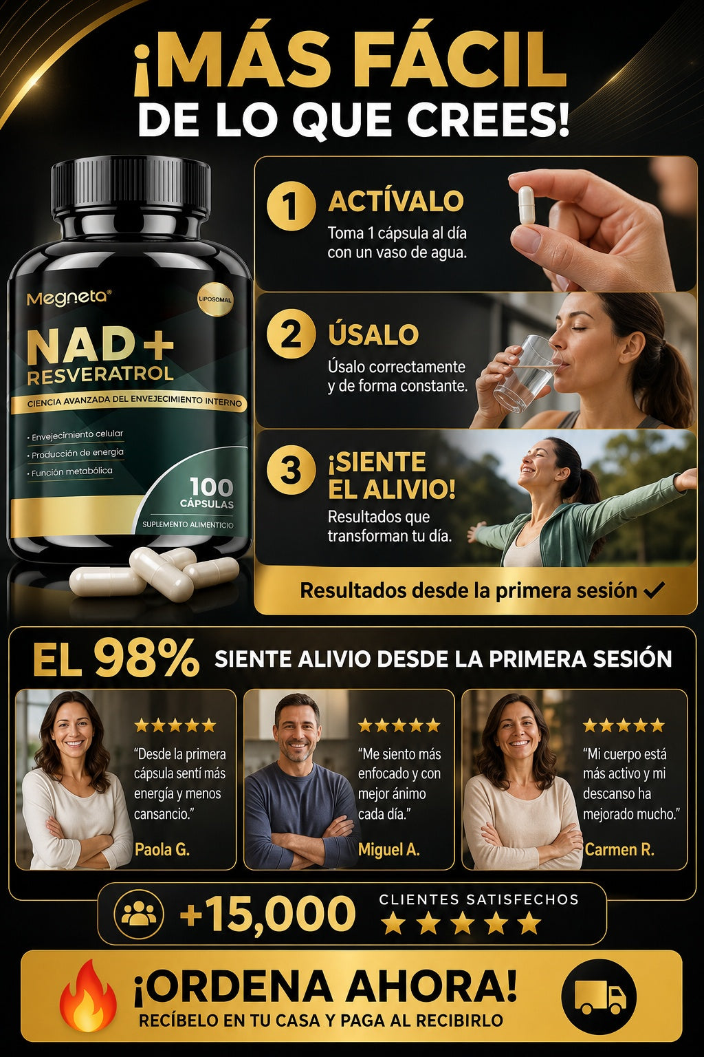 Suplemento Megneta Nad Resveratrol Negro - imagen 8