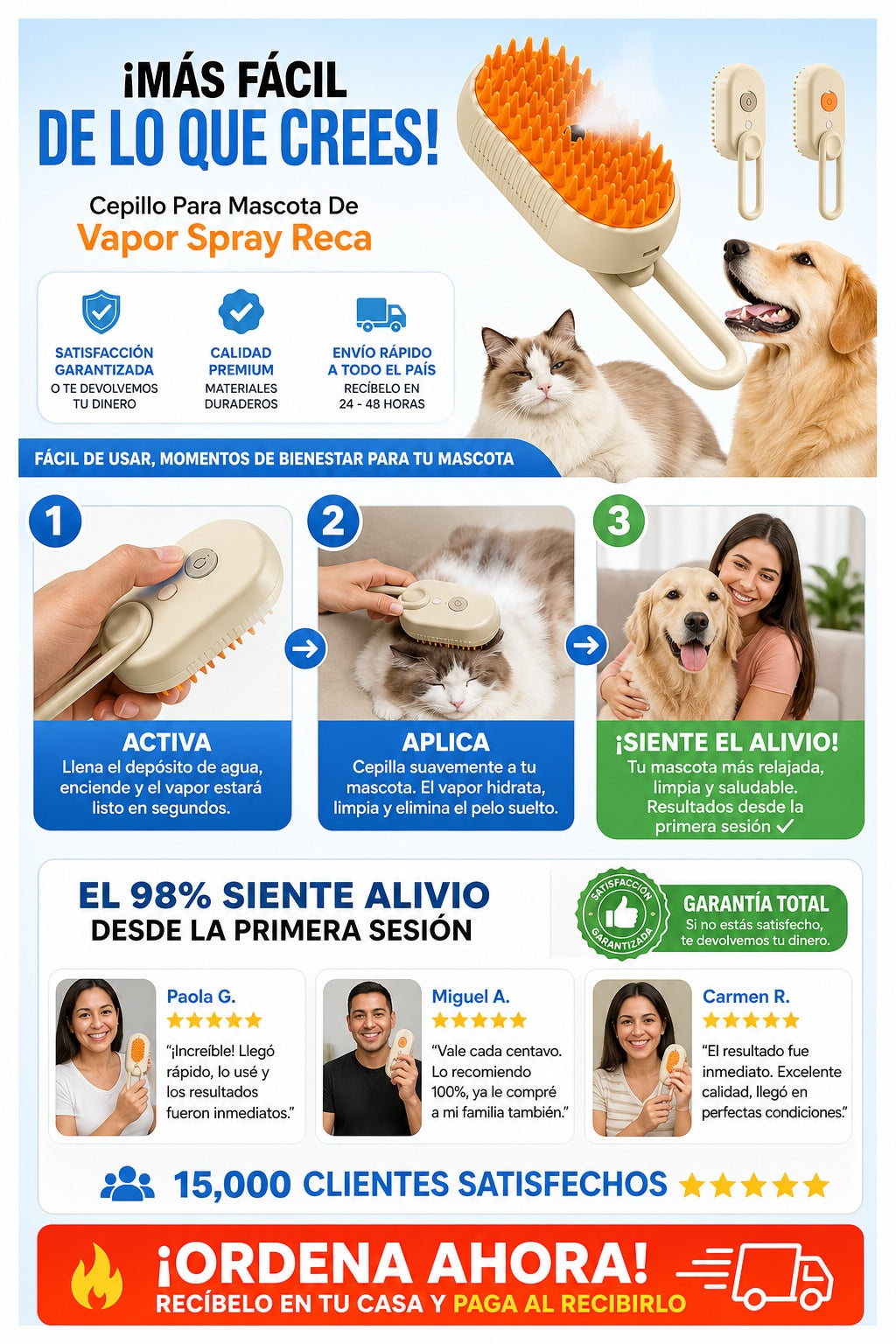 Cepillo Para Mascota De Vapor Spray Reca - imagen 8