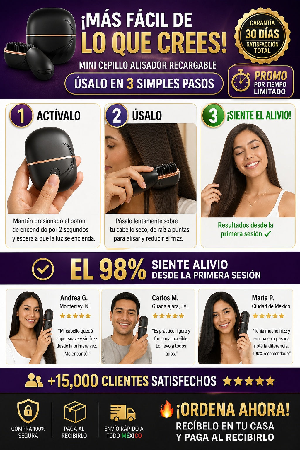 Mini Cepillo Alisador Recargable - imagen 8
