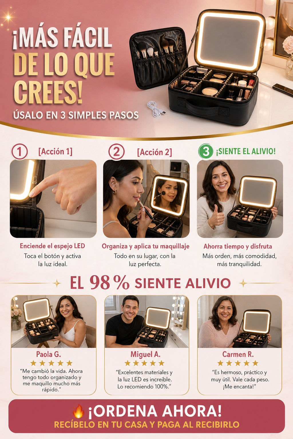 Estuche De Maquillaje Con Espejo Led - imagen 8