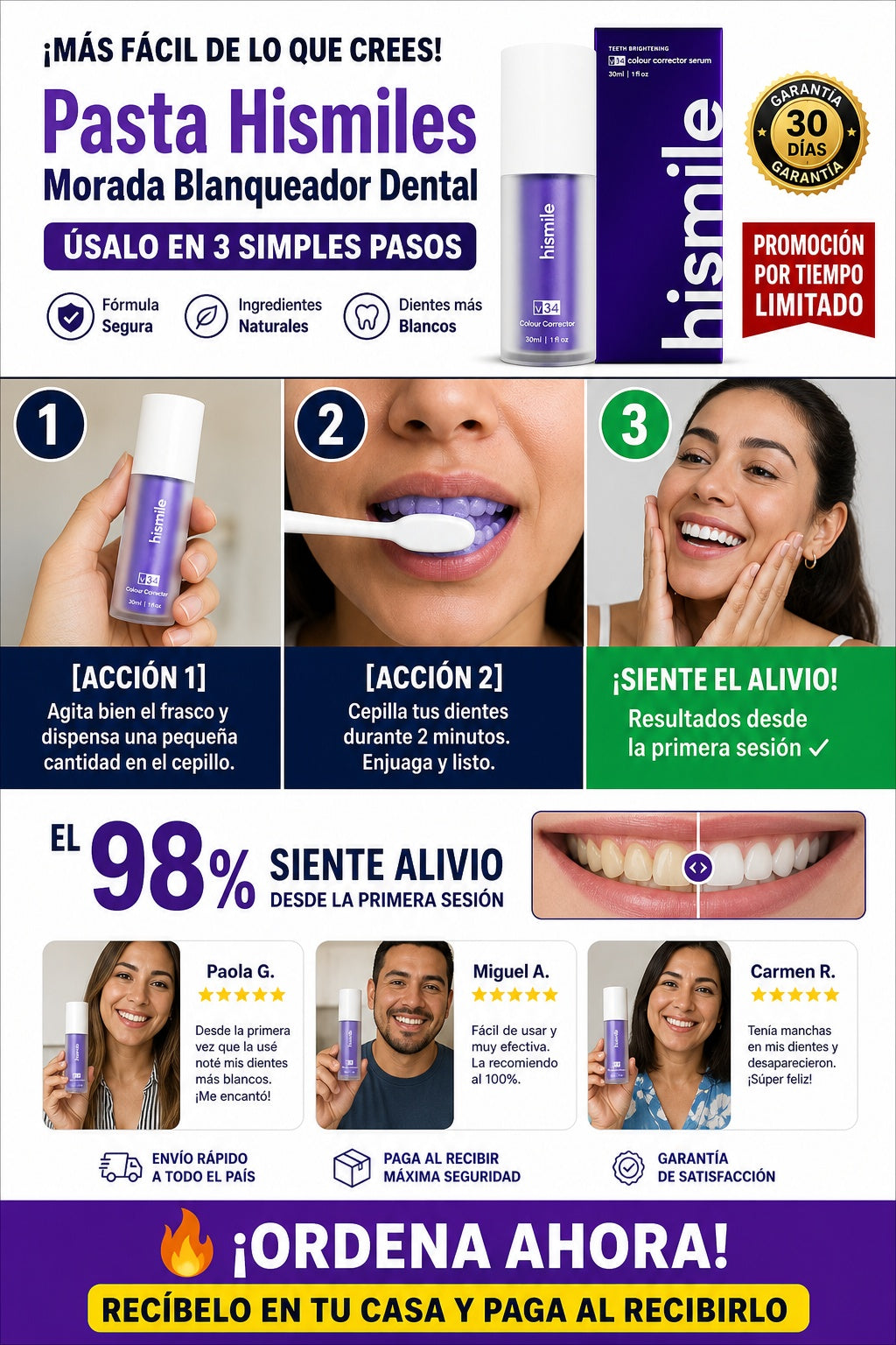 Pasta Hismiles Morada Blanqueador Dental - imagen 8