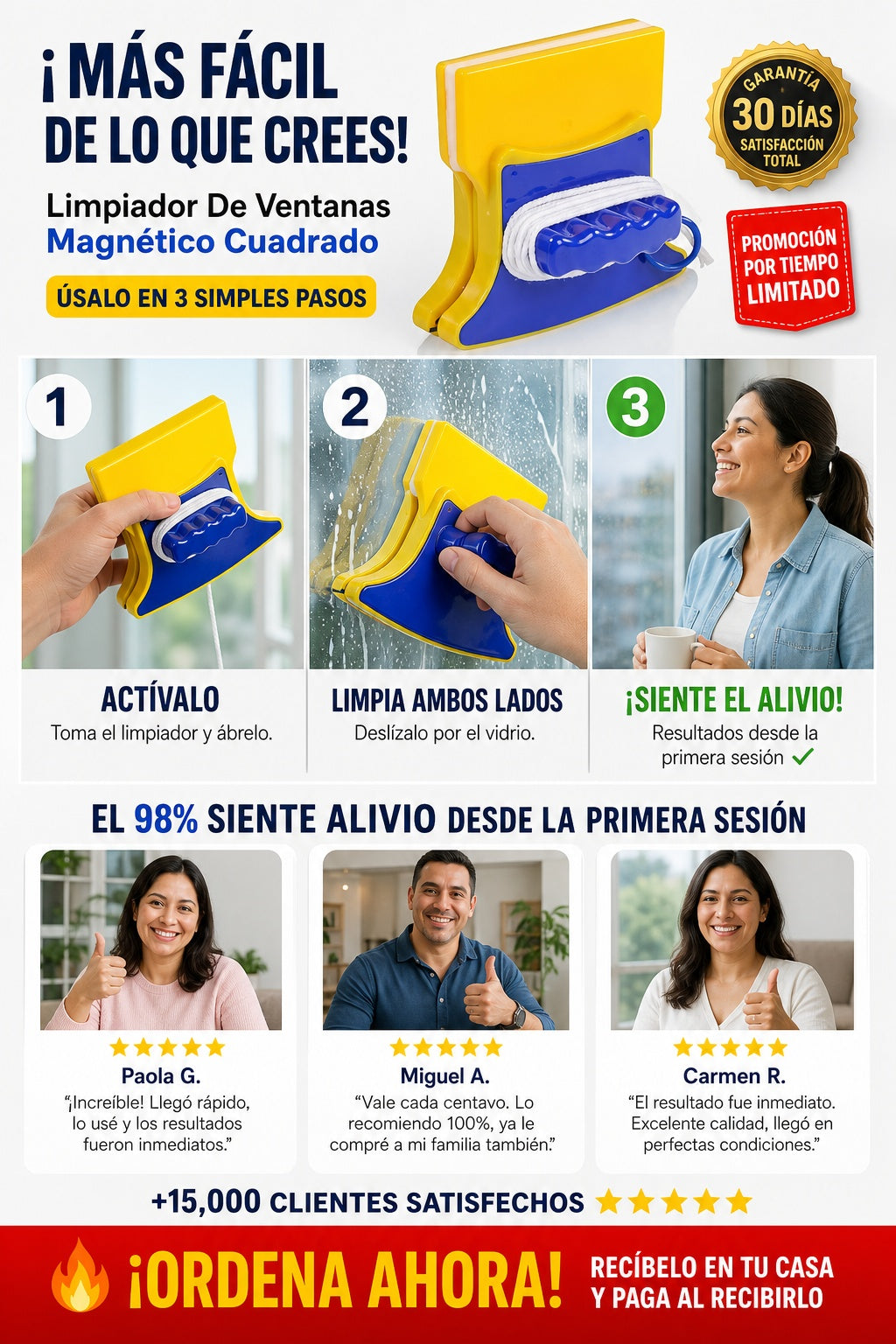 Limpiador De Ventanas Magnetico Cuadrado - imagen 8