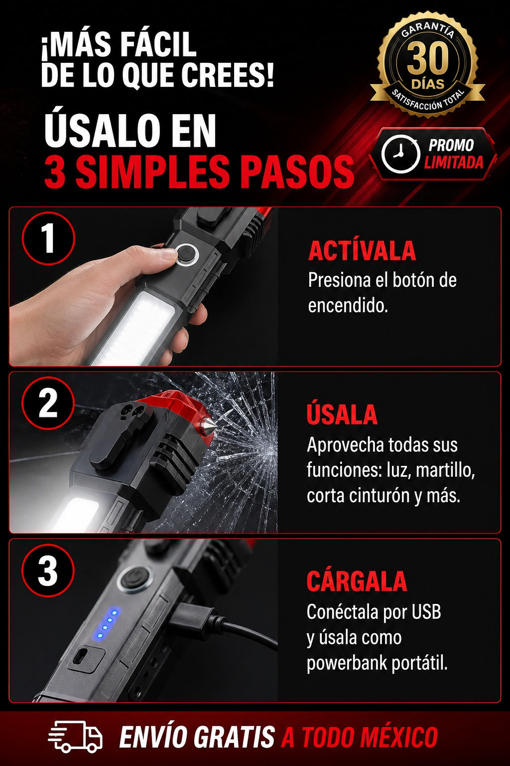 Linterna Martillo Powerbank Portatil - imagen 8