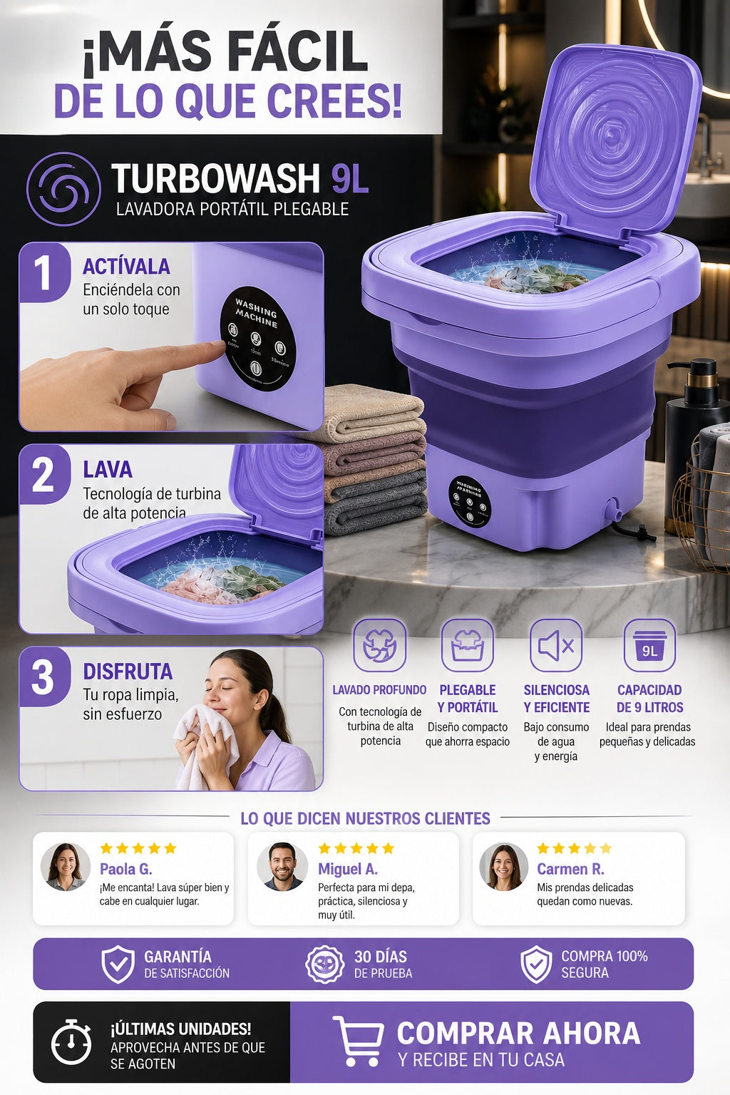 Lavadora Portatil Plegable Turbowash 9l - imagen 8