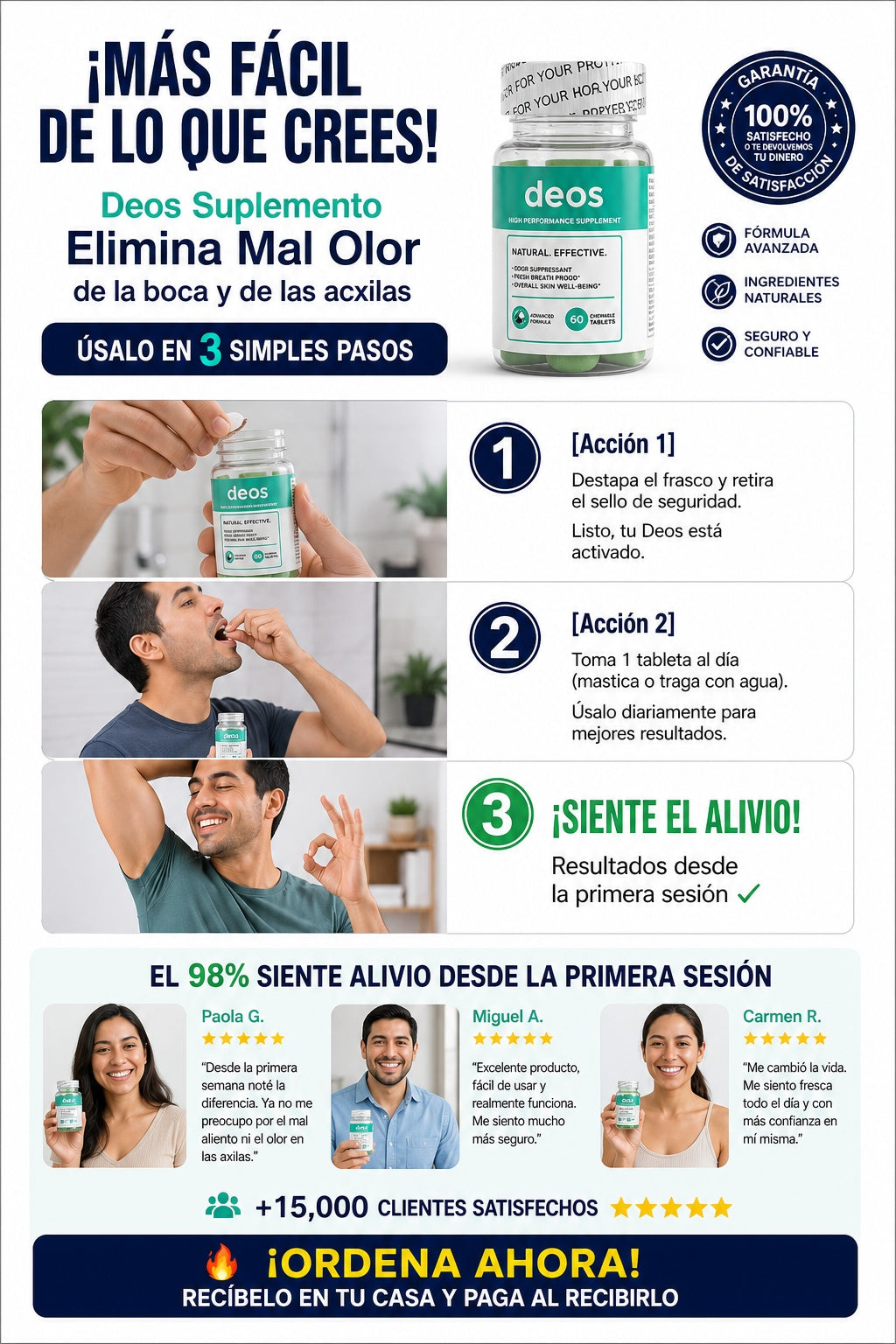 Deos Suplemento Elimina Mal Olor de la boca y de las acxilas - imagen 8